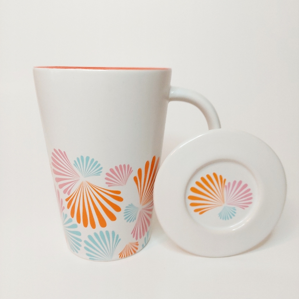David's Tea The Perfect Tea Mug Seashells Orange & Blue